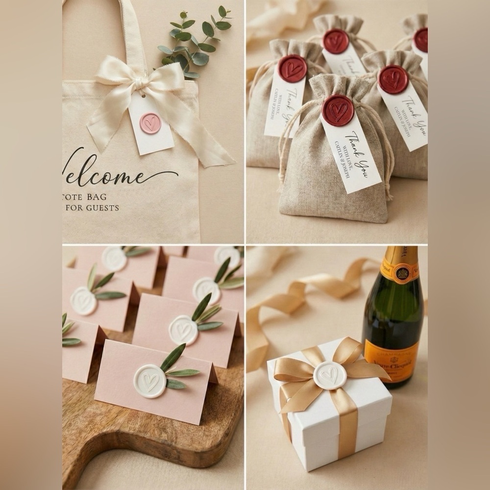 Handmade Heart Wax Seals Wedding Invite Peel & Stick Minimalist Boho | 25 Pack - Picture 11 of 16